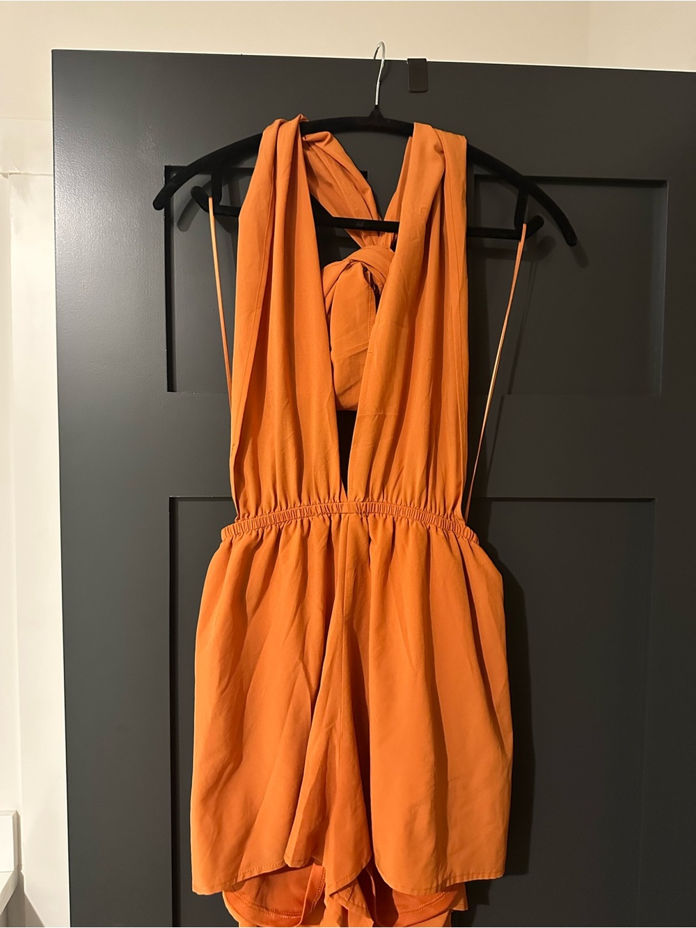Women’s boutique Orange One-Piece tie Romper